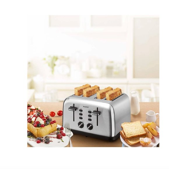 Toaster 4 Slice, Geek Chef Stainless Steel Toaster with Extra Wide Slots, 4 Slot - Picture 12 of 14